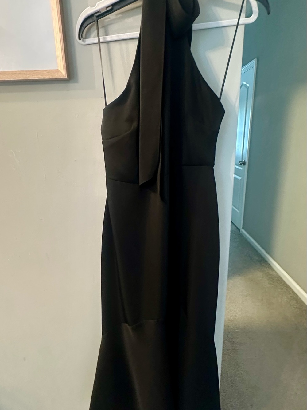 Badgley Mischka Black One-Shoulder Evening Gown